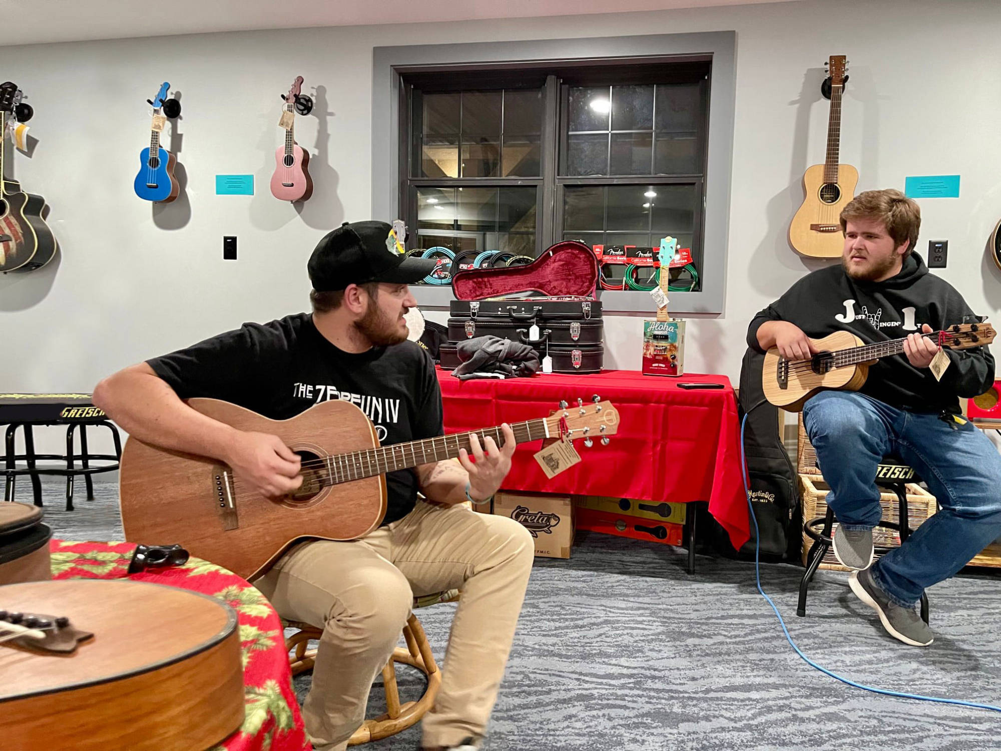 Cade and Chance Jamming in the Guitar Garage