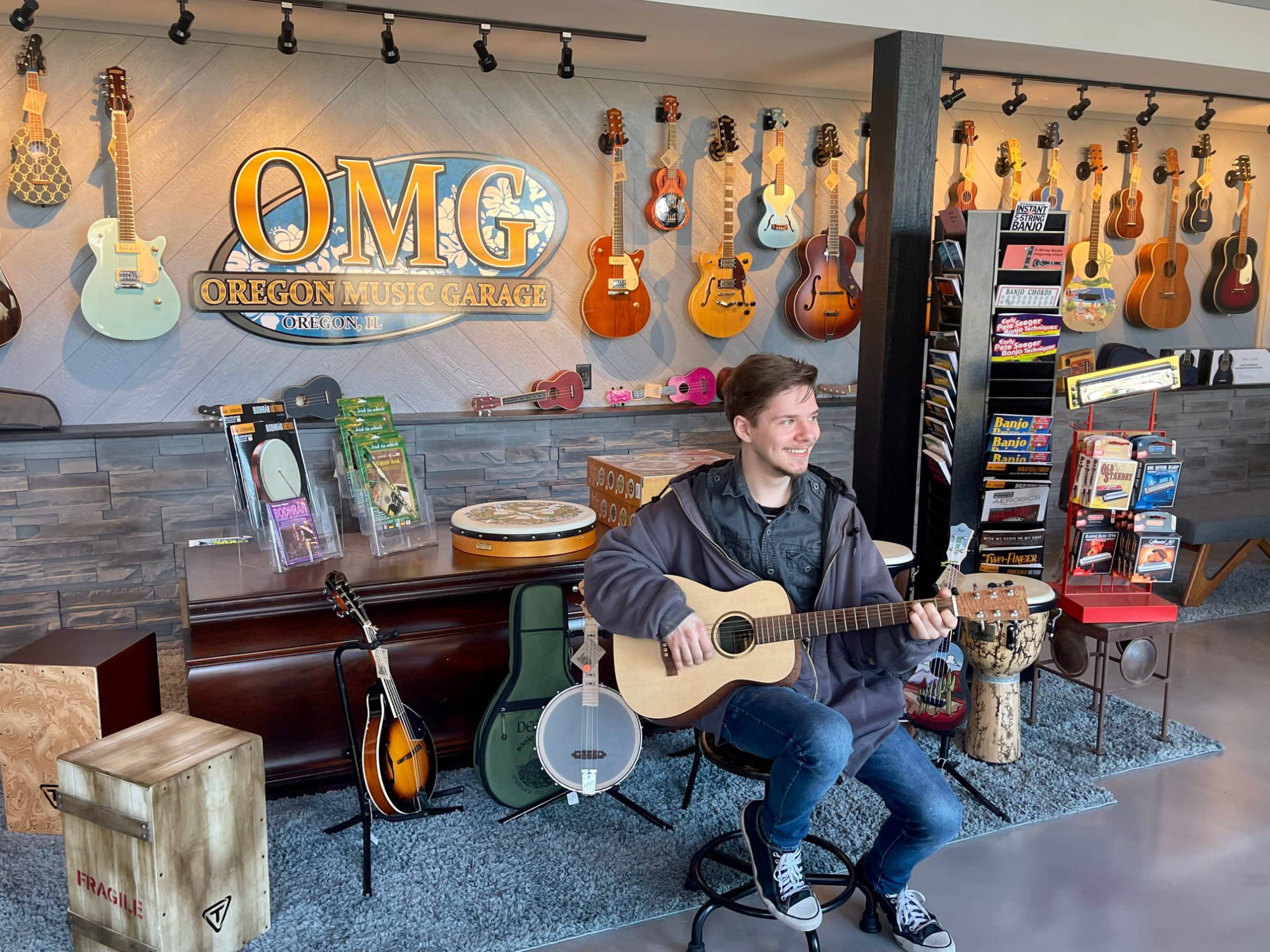 Chris with Little Martin LXM Java Guitar