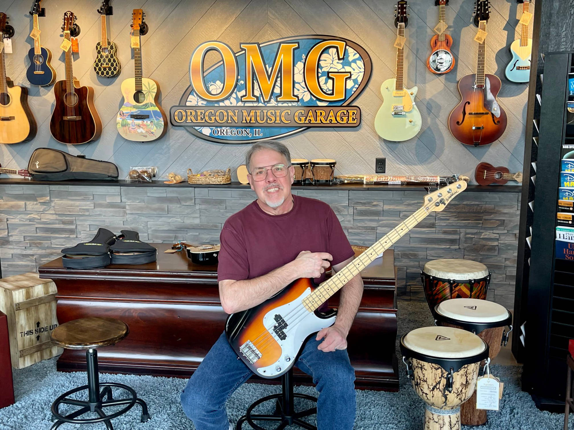 John with Washburn Bass Guitar
