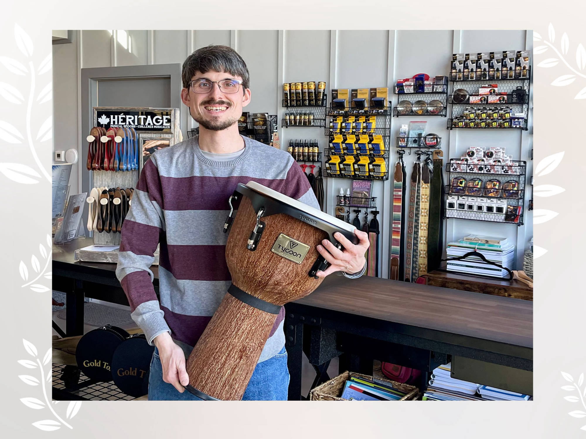 Jonathan with 12in African Djembe by Tycoon