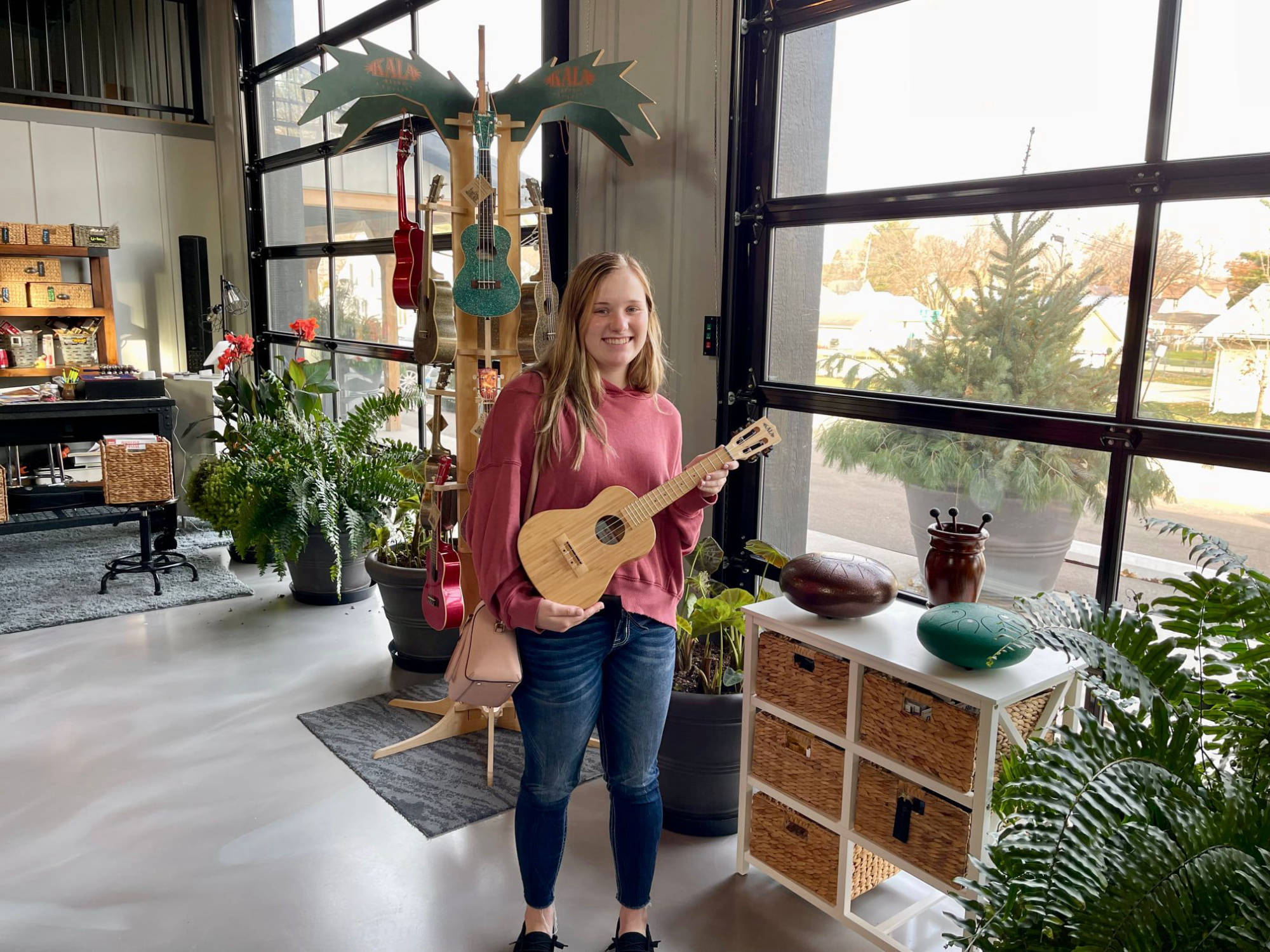 Kayla with Kala Bamboo Concert Ukulele